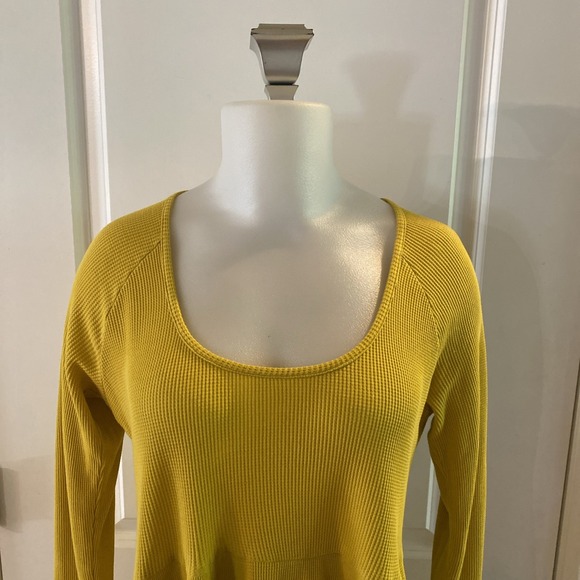 ANTHROPOLOGIE Maeve Mustard Yellow Tiered Long Sleeve Ribbed Top // M‎ - Picture 4 of 13